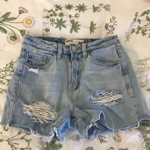 Garage distressed denim shorts